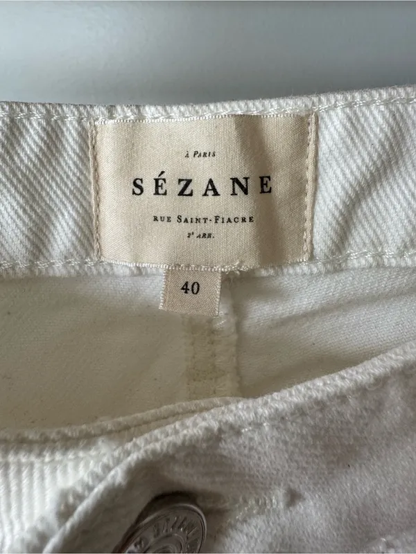 Sezane Wide Leg White Denim Jeans Size 40 or 8 - Image 7