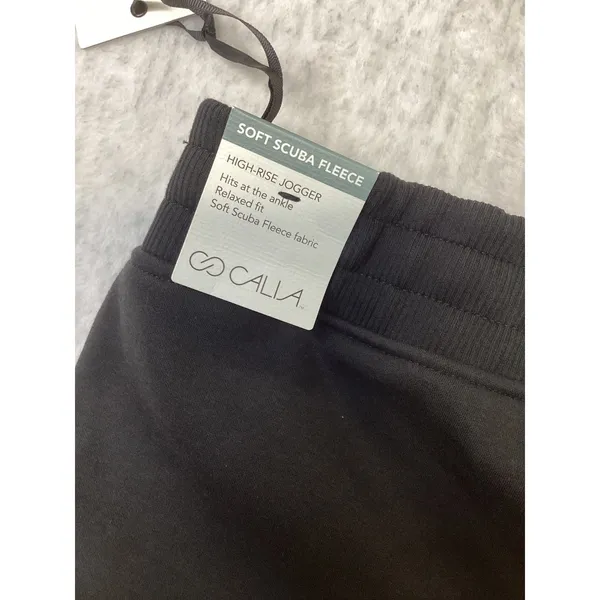 CALIA Soft Scuba Fleece Cinch Jogger High Rise Black WAX115 Women XXL NWT - Image 4