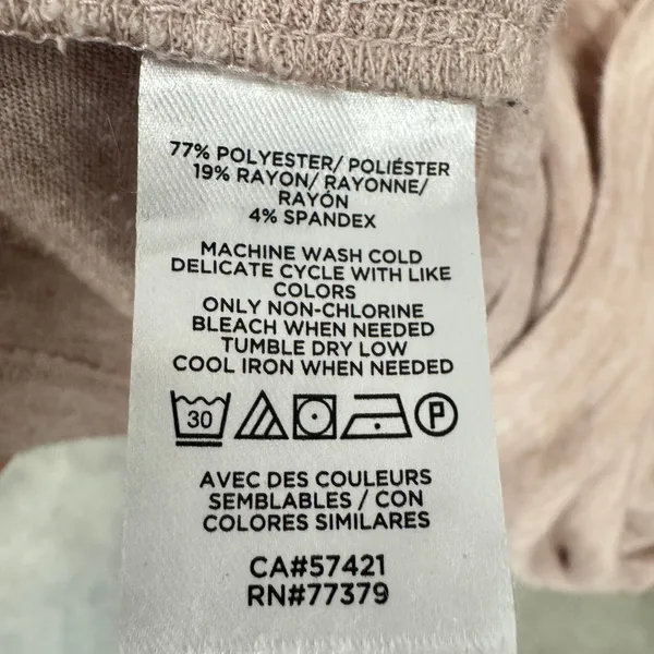 Ann Taylor Nude Pink Heathered Draped Shawl Neck Faux Wrap Top Sweater Large - Image 9