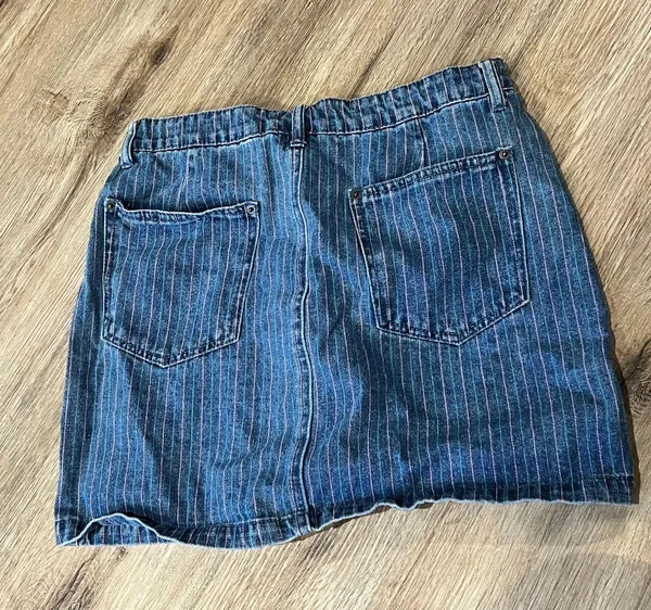 Forever 21 Rainbow Stripe Denim Mini Skirt - Image 5