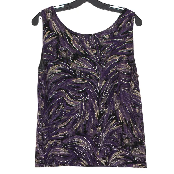 Chicos Vintage Y2K Tank Top Purple Metallic Abstract Artsy Stretch Boho 3 XL 16 - Image 2
