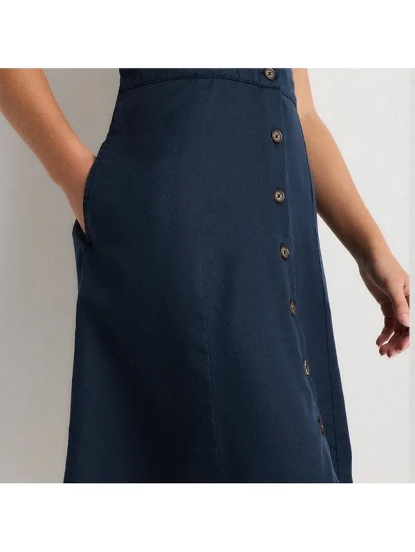 NWT Quince Vintage Wash Tencel Button Front Dress in Midnight Blue Women’s Small - Image 15