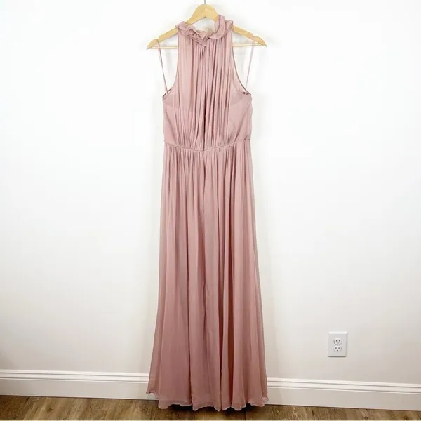 BHLDN‎ Hitherto Camilla Silk Slit Leg Bridesmaid Gown Women's 8 Pink Romantic - Image 4