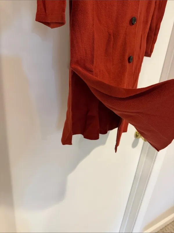 Ann Taylor Long Burnt Orange Button-Front Cardigan - Image 4