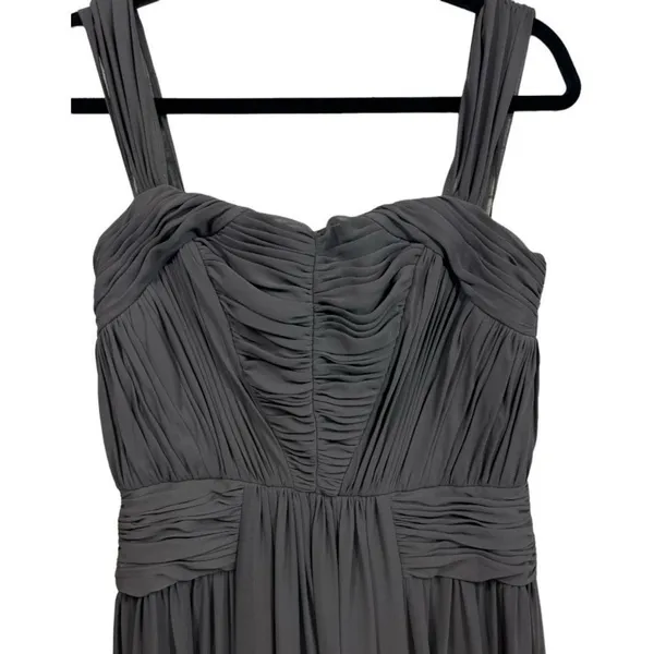 Vera Wang Charcoal Gray Ruched Bodice Chiffon Maxi Formal Dress Gown Size‎ 8 - Image 6