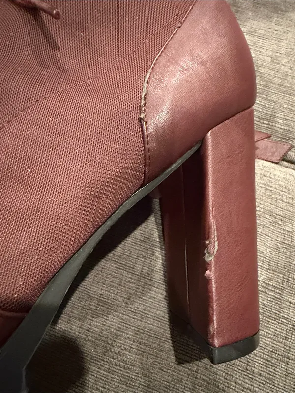 Shoe Dazzle Burgundy Lace-Up Block Heel Boots Size 10 - Image 4