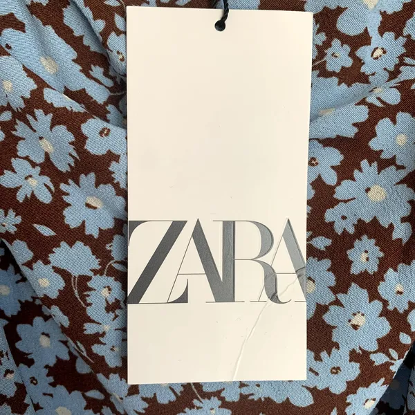 NWT Zara Draped Floral Print Skirt Brown‎ Blue - Image 12