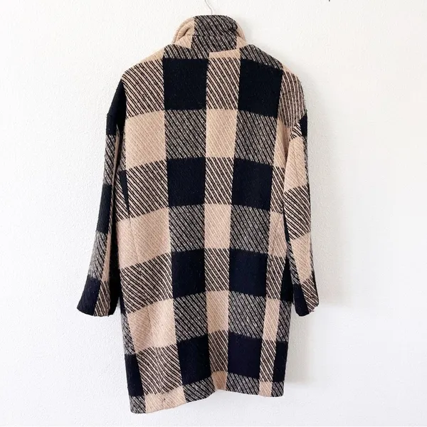 ASTR The Label Cora Plaid Wool Blend Peacoat Oversized Brown Black Coat - Image 9