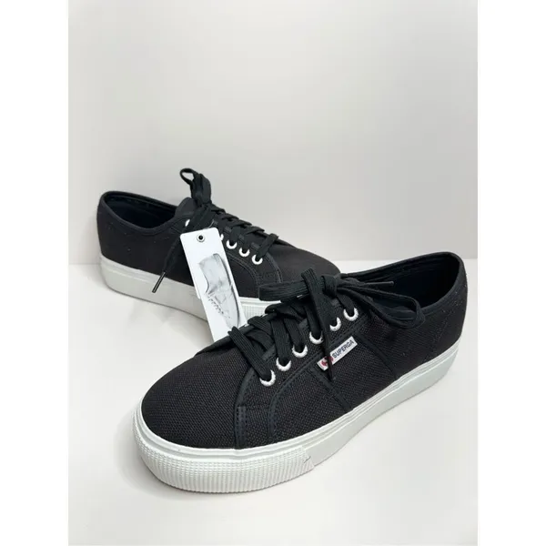 Superga Sneakers Classic Black Canvas Mens‎ Size 8 Lace Up Fashion Shoes NEW - Image 5