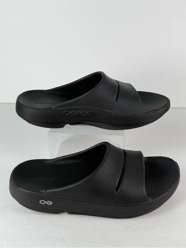 OOFOS OOahh Sport Slide Sandals Women’s 7 Men’s 5 Black Recovery Comfort EU 38 - Image 2