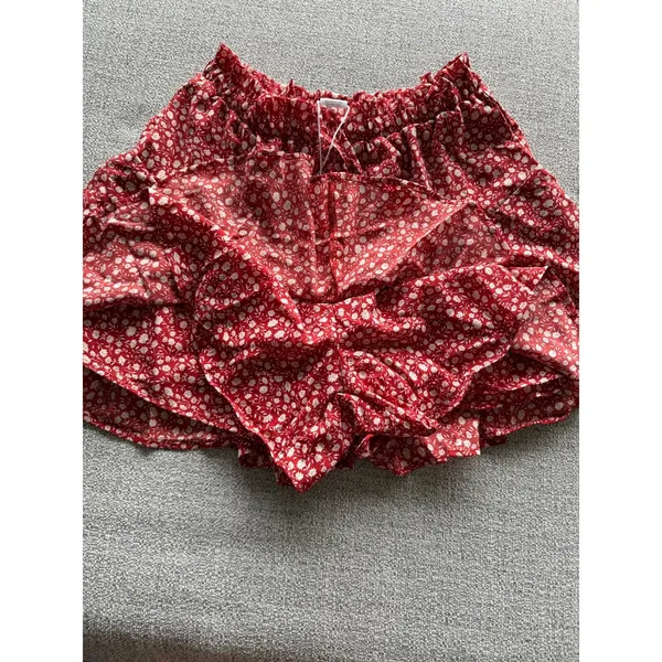 Jekaoyi Red Floral Ruffle Mini Skort Elastic Waist‎ Ditsy Print Small NWT - Image 3