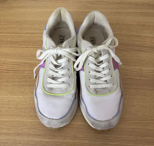 Zara Color Block Athletic Sneakers Purple Blue Beige Size 39 (8) Workout Relax - Image 3