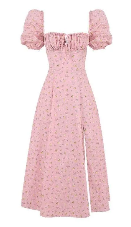 House Of CB TALLULAH PINK FLORAL PUFF SLEEVE MIDI DRESS - Image 5