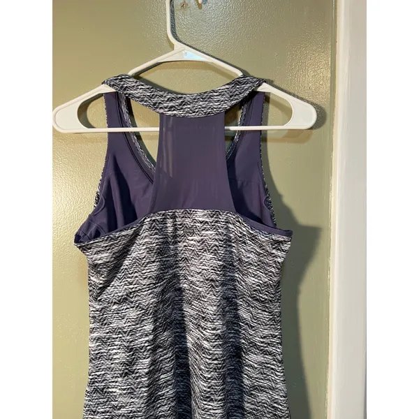 MPG Women's Size Medium Marled Performance Dress Purple Black V-Neck Sleeveless - Image 9