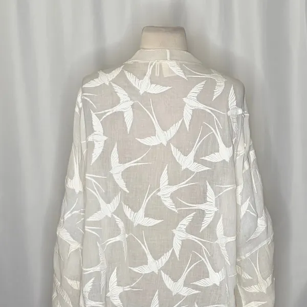Anthropologie LILKA Shorebird Embroidered Bird Swim Cover-Up Jacket Medium Large - Image 9