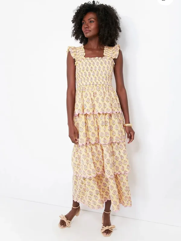 SAYLOR Pink Lemonade Teodora Floral Tiered Maxi Dress with Ruffle Shoulder - Image 2