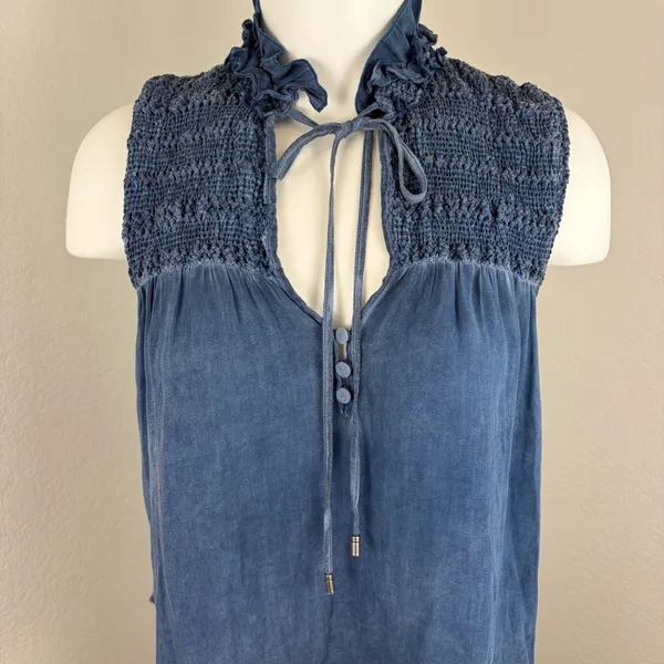 Free People Ruffle me up blue sleeveless top - Image 3