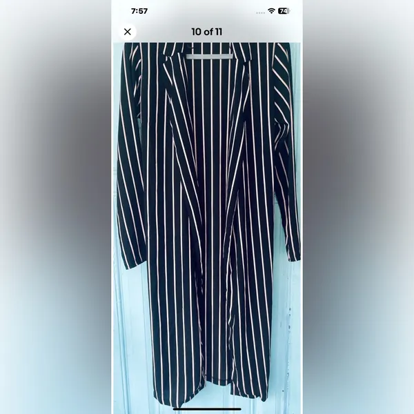 Black & Pink Striped Long Robe Sz Med Forever 21 Jacket Matching Belt Versatile - Image 9