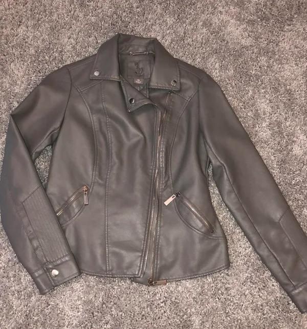 Gray Leather Jacket Size XS - Image 2