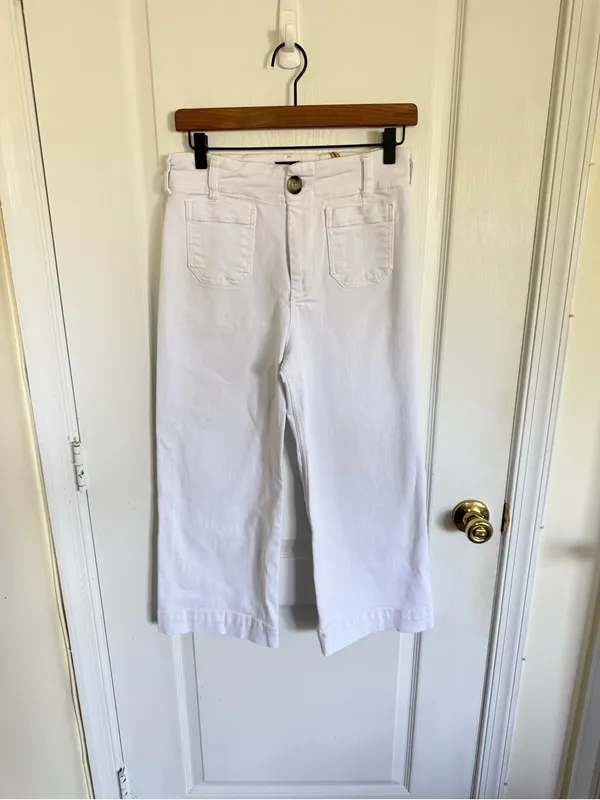 Anthropologie Maeve The Colette High Rise Wide Leg Cropped Jean in White - Image 2