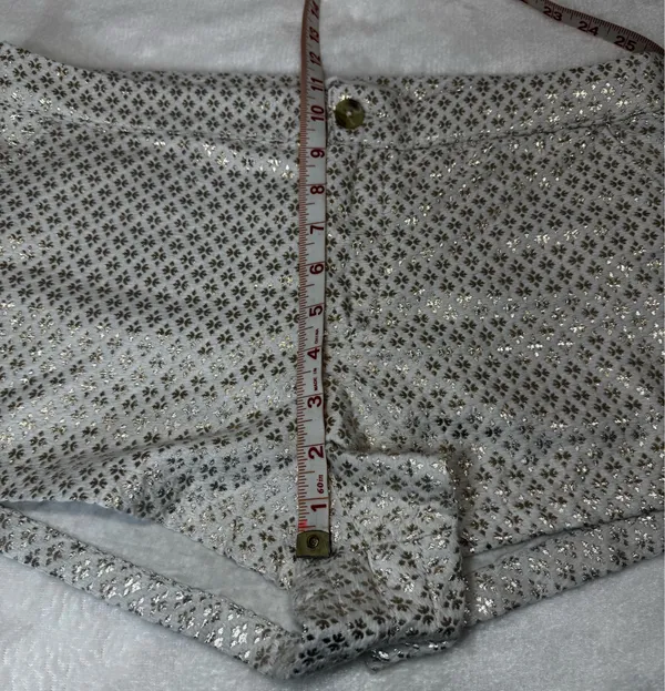 Abercrombie & Fitch Cream Metallic Jaquard Floral Print Trouser Short Size 10 - Image 7