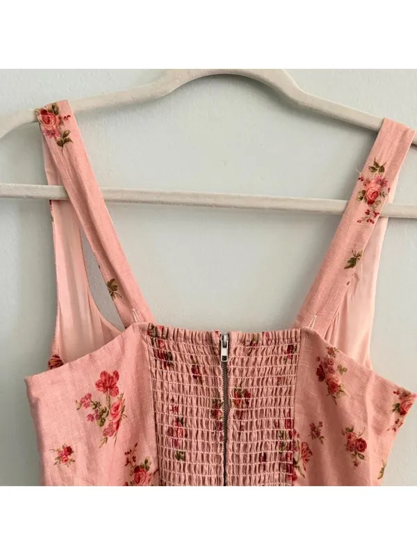 Reformation Bailia Linen Dress in Tea Time Pink - Image 8