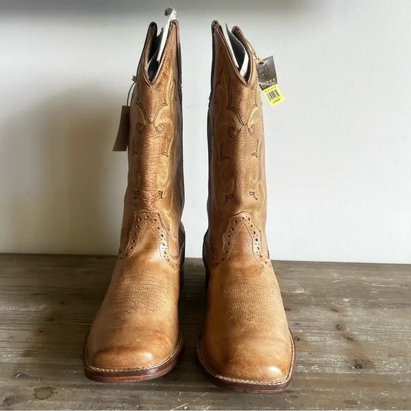 ROPER NEW Women’s Lindsey Tan Leather Square Toe Boot Size 9 #B1657A - Image 4