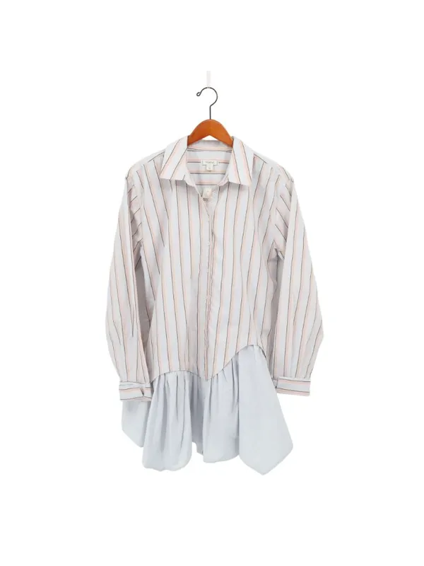 NWT Anthropologie Maeve Ruffle-Hem Mini Shirtdress Striped Blue Layered Dress S - Image 3