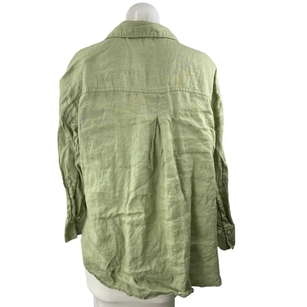 Zara Women's Green Long Sleeve Relaxed Fit Pocket Button Down Shirt Top Size M - Image 2