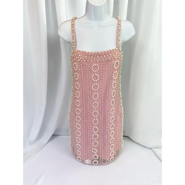 LPA Lelia beaded Mini dress bubble pink Size M - Image 6