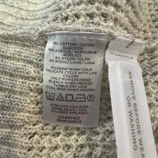Loft Sweater Women's L Beige Marled Pullover Round Neck Rolled Hem Oversized - Image 5