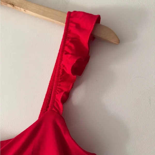 Forever 21 Red Ruffle Sleeve Flowy Mini Dress - Image 3