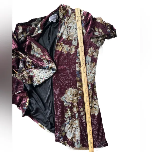 GUILLAUME Purple/Beige Floral Print Velvet Burnout Blazer Jacket - Size 1X - Image 15