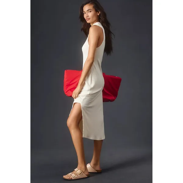 Anthropologie BEYOND YOGA Well Traveled Midi‎ Dress Solid Ivory Ribbed Medium - Image 5