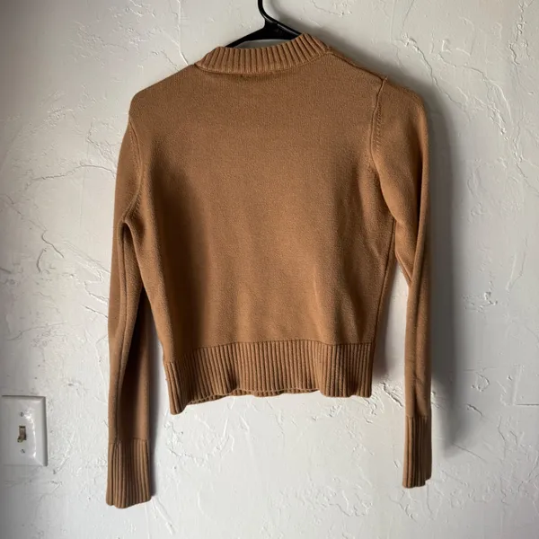 Anna Dani‎ Womens Tan Ribbed Crew Neck Long Sleeve Cropped Sweater M Preppy - Image 8