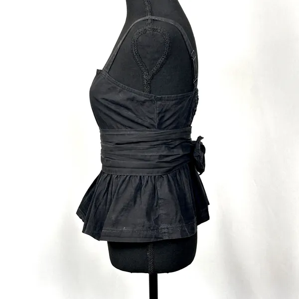Mare Mare x Anthropologie Black Peplum Cami Top Womens XS Wrap Waist‎ Faded Y2K - Image 5