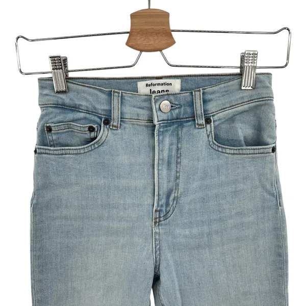 Reformation Harper High Rise Skinny Jeans Amalfi Light Wash Denim Blue‎ Size 24 - Image 4
