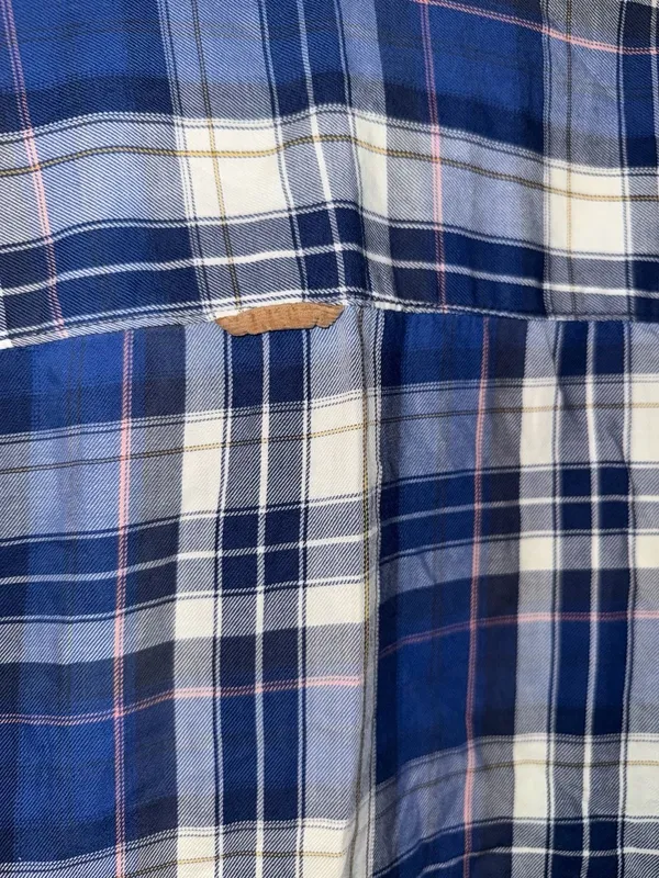 L.O.G.G. H&M Label of Graded Goods Blue Plaid Flannel Shirt with Elbow Patches - Image 13