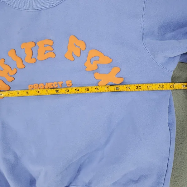 White Fox Sweatshirt Women S/M‎ Blue Purple Project 5 Puff Print Crewneck - Image 5