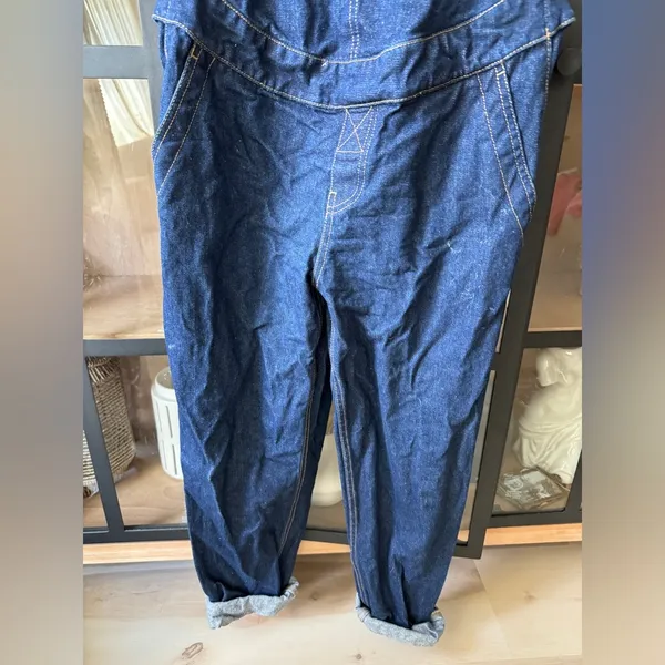 ASOS denim overalls straight leg dark wash jeans inky dungarees jumpsuit - Image 7