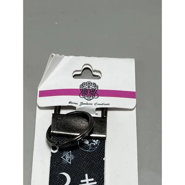 Reina Jenkins Creations Black Wristlet Key Fob Keychain Moon Star Goth Occult - Image 2