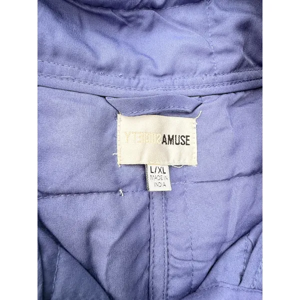 Amuse Society Quilted Snap Front Jacket Periwinkle Blue Palm‎ Tree Logo L/XL - Image 2