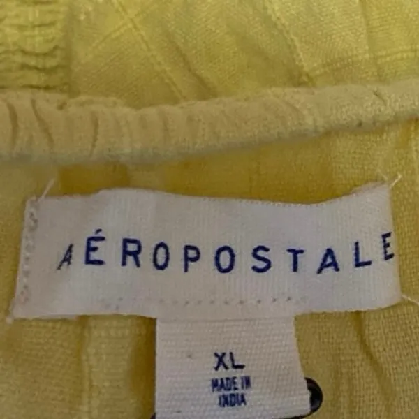 Aeropostale Women's Yellow Sleeveless Ruffle Lace Up Peplum Tank Crop Top Sz XL - Image 4