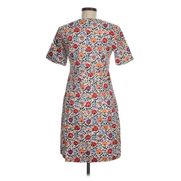 Boden Floral Shift Dress Womens 6L White Red Retro Mod Cotton Enchanted - Image 4