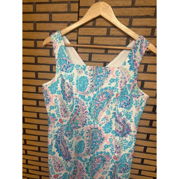 Talbots Pink And Blue Paisley‎ Print Dress Size 10P - Image 5