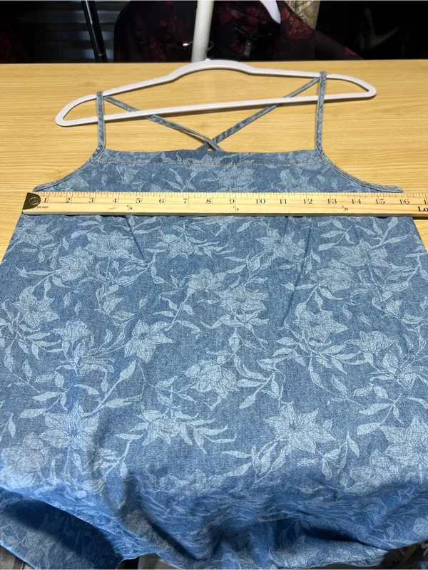 rag & bone Laser Floral Denim Tie Dress Blue Size S - Image 9