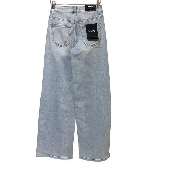 Oneso Los Angeles Mid Rise Wide Leg Jeans Light Wash Blue OSW8001 Size 24 - Image 4