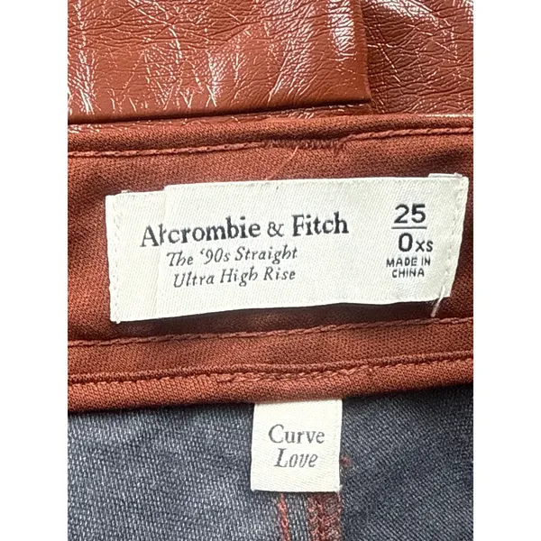 Abercrombie & Fitch Curve Love Faux Vegan Leather Straight Trousers Pants Sz 25 - Image 4