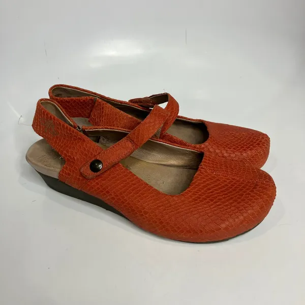OTBT Springfield wedge sling back clog orange textured‎ leather women's size 8.5 - Image 3