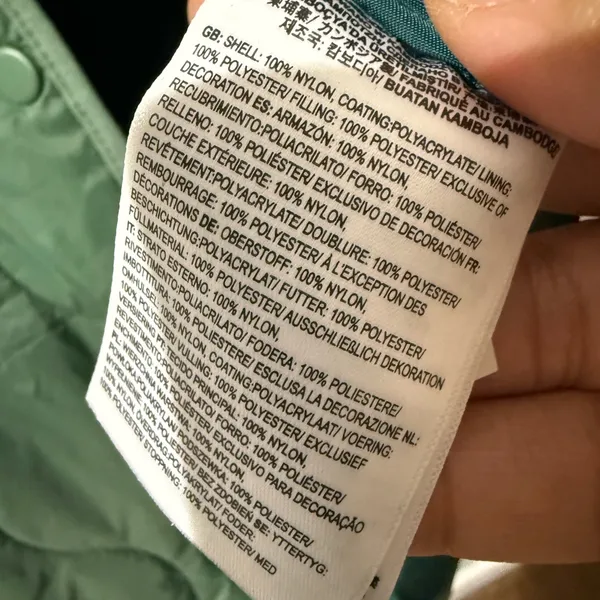 Vans Womens Long Reversible Quilted Jacket Size M Duck‎ Green NWOT N - Image 6